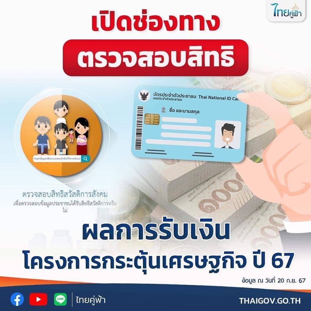 เปิดช่องทางตรวจสอบสิทธิ ผลการรับเงินโครงการกระตุ้นเศรษฐกิจ ปี 67 